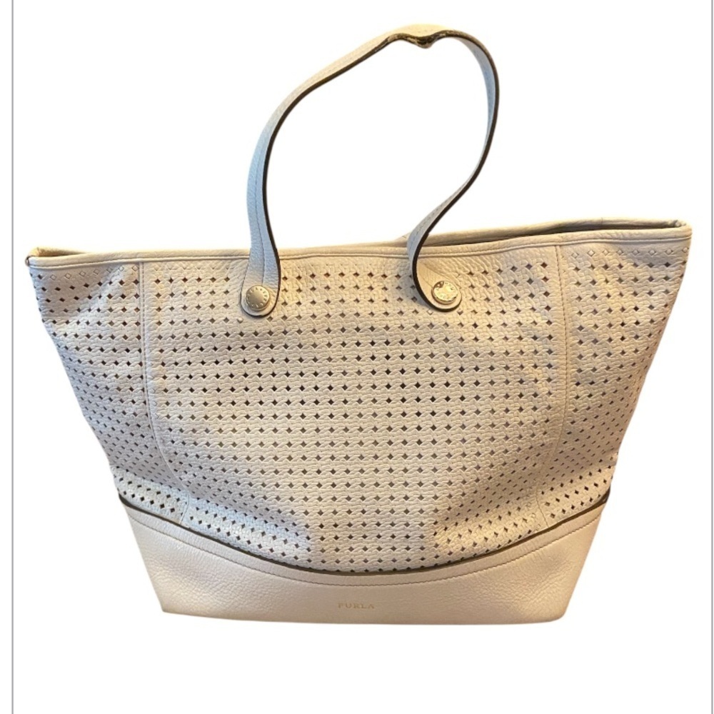 Furla Cream Perforated Tote Bag